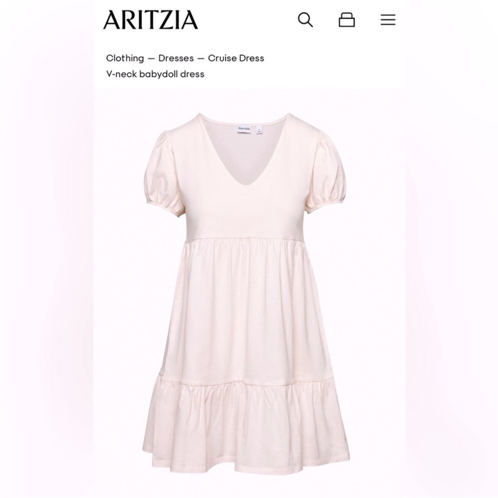 Aritzia Sunday Best Cruise Dress Babydoll V-neck Light Pastel Pink Size Large